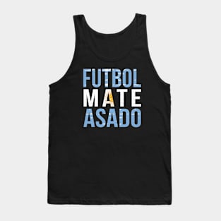 Futbol Mate Asado, Funny Argentinian Flag Soccer Lover, Argentina Campeón Mundial Qatar 2022 Tank Top